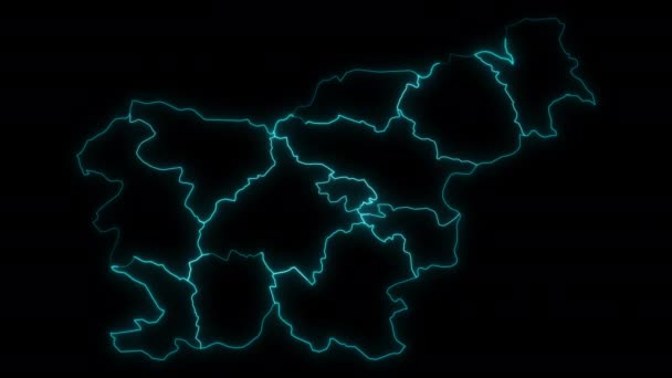 Peta Garis Luar Slovenia Animasi Dengan Wilayah Statistik — Stok Video