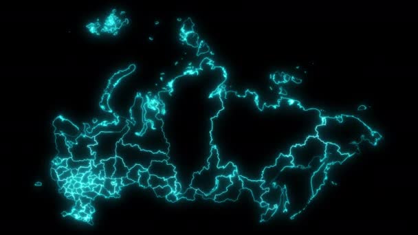 Mappa Contorno Animata Della Russia Con Soggetti Federali — Video Stock