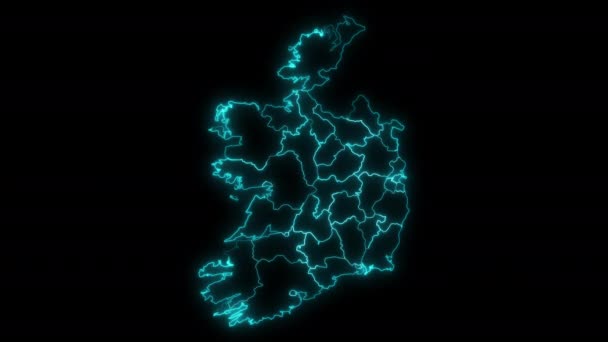 Animierte Umrisskarte Von Irland Mit Grafschaften — Stockvideo