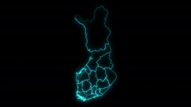 Animierte Übersichtskarte Von Finnland Mit Regionen — Stockvideo