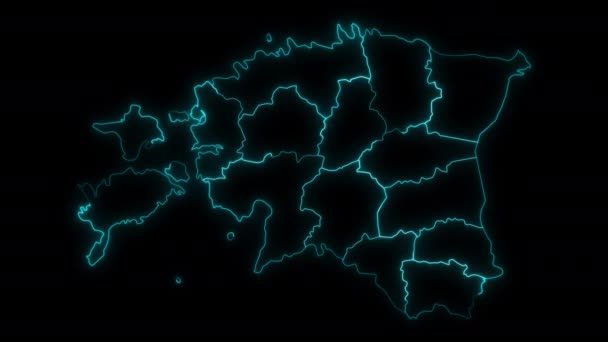 Geanimeerde Overzichtskaart Van Estland Met Provincies — Stockvideo