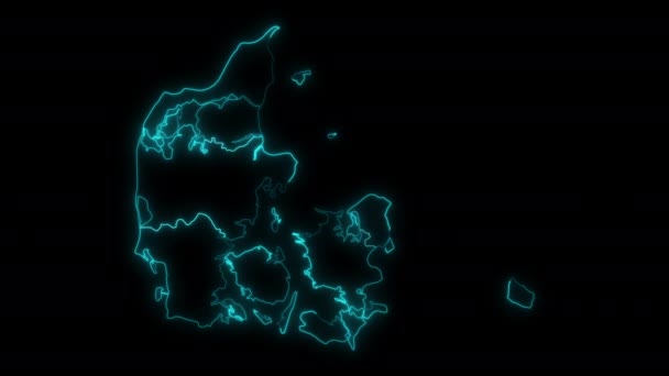Animated Outline Map Denmark Regions — 비디오