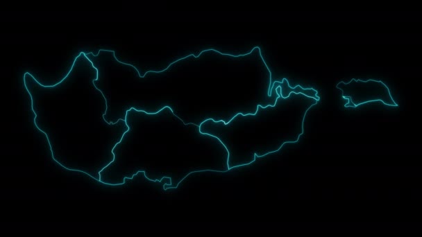 Desenho Animado Mapa Chipre Com Distritos — Vídeo de Stock