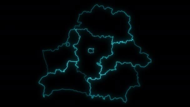 Geanimeerde Plattegrond Van Wit Rusland Met Regio — Stockvideo