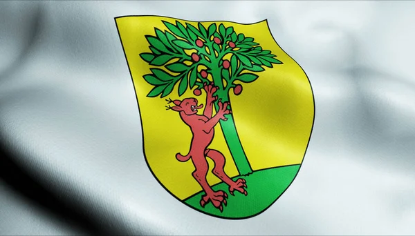 Illustration Waving Switzerland City Flag Risch Rotkreuz — Stock Photo, Image