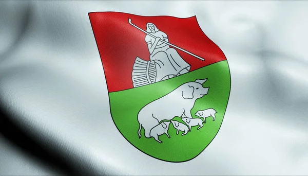 Ilustracja Machającej Flagi Miasta Szwajcaria Morcote — Zdjęcie stockowe