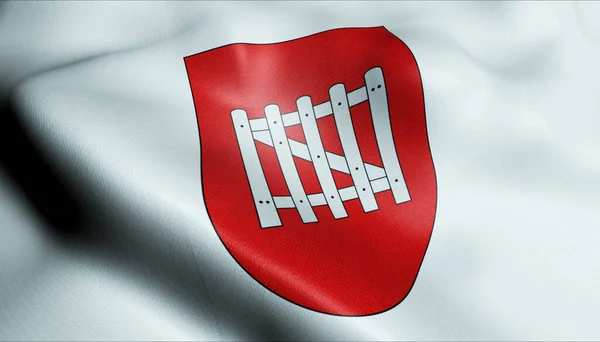 Sviçre Les Clees Bayrağının Dalgalanmasının Boyutlu Görüntüsü — Stok fotoğraf
