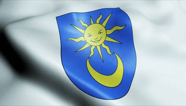 Ilustracja Machającej Szwajcarskiej Flagi Miasta Wnuka — Zdjęcie stockowe