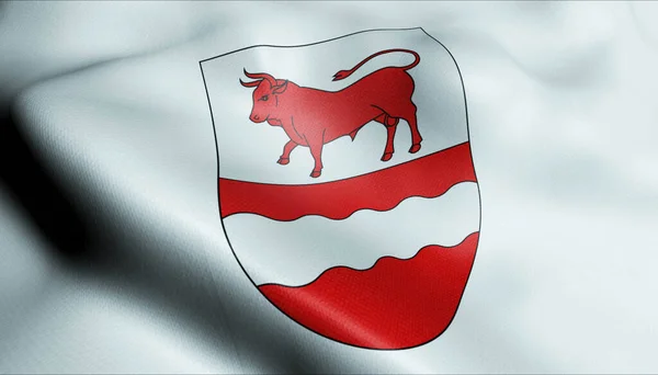 一个挥动的瑞士布尔市旗帜的3D说明 — 图库照片