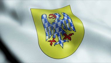 Waldenburg 'un İsviçre şehir bayrağının 3D görüntüsü