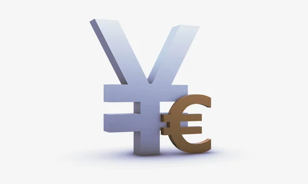 Výměna Rating Čínských Juanů Euro Izolované Bílém Pozadí — Stock fotografie