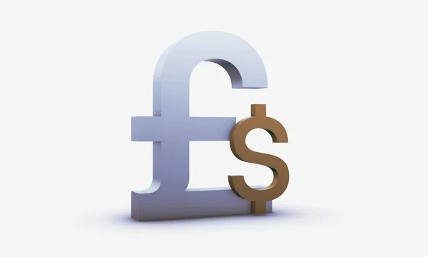 Exchange Rating Pounds Sterling Dollar Sign Isolated White Background — Stock Photo, Image