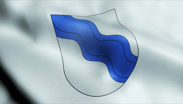 Illustratie Van Een Wapperende Zwitserse Vlag Van Wiedlisbach — Stockfoto