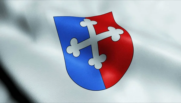 Ilustracja Machającej Szwajcarskiej Flagi Miasta Saint Maurice — Zdjęcie stockowe