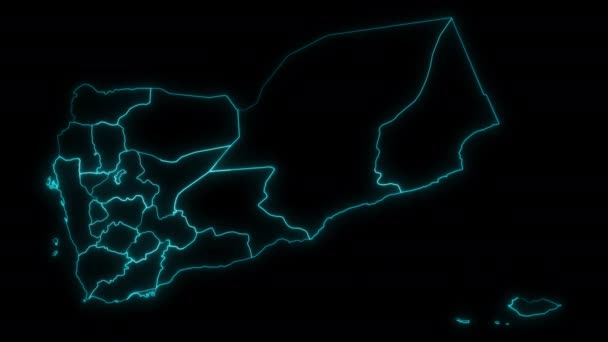 Animated Outline Map Yemen Governorates — Stock Video