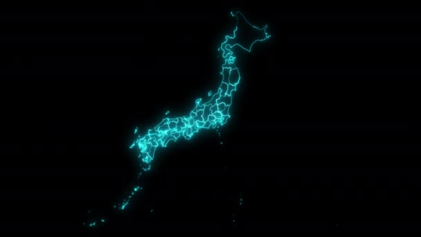 Animated Outline Map Japan Provinces — Stock Video