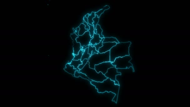 Animated Outline Map Colombia Departments — Stock Video