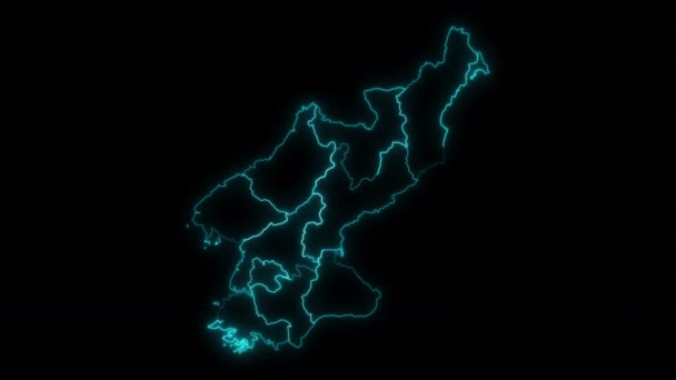 Mapa Animado Corea Del Norte Con Provincias — Vídeos de Stock