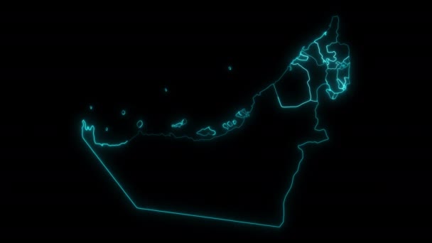 Animated Outline Map United Arab Emirates Emirates — 비디오