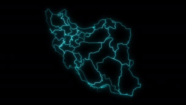 Animated Outline Map Iran Provinces — Stock Video