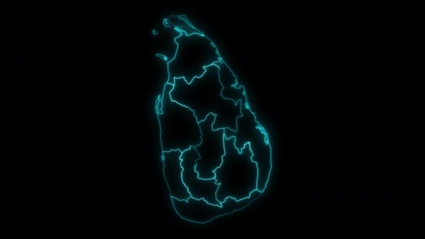 Mapa Esboço Animado Sri Lanka Com Províncias — Vídeo de Stock