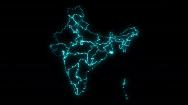 Animerade Översikt Över Indien Med Stater — Stockvideo