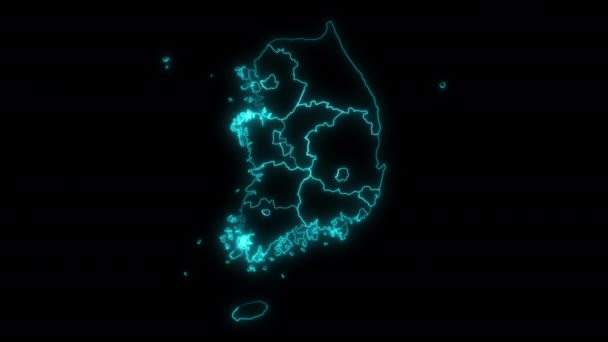 Mapa Animado Corea Del Sur Con Provincias — Vídeo de stock