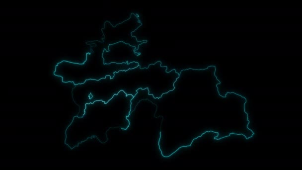 Animated Outline Map Tajikistan Regions — 비디오