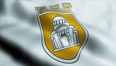 Bulgaristan 'ın Plevne kenti bayrağının 3D görüntüsü