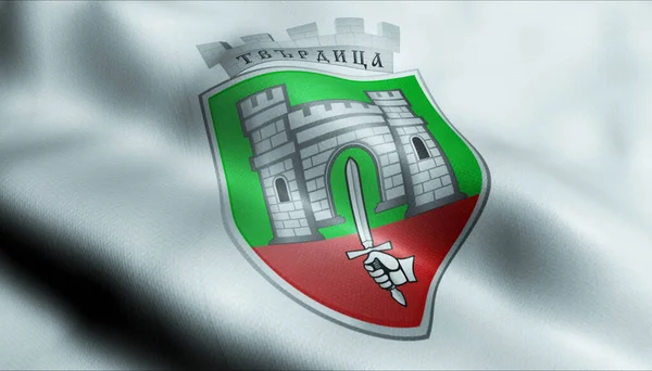保加利亚城市Tvarditsa旗帜飘扬的三维图像 — 图库照片