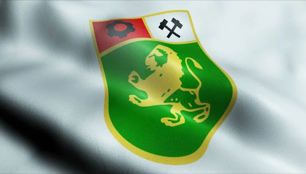 Ilustracja Machającej Bułgarskiej Flagi Miasta Panagyurishte — Zdjęcie stockowe