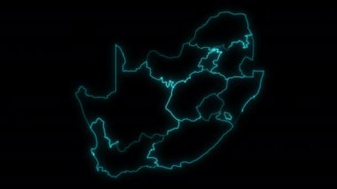 Güney Afrika 'nın soyut haritası, içinde ve dışında parlayan vilayetler var.