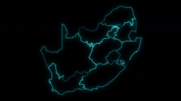 Abstract Map Outline South Africa Provinces Glowing Outline Out Animation — Stock Video