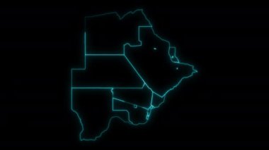 Botswana Dağıtımlarının soyut haritası Canlandırmanın içinde ve dışında parlayan ana hatları