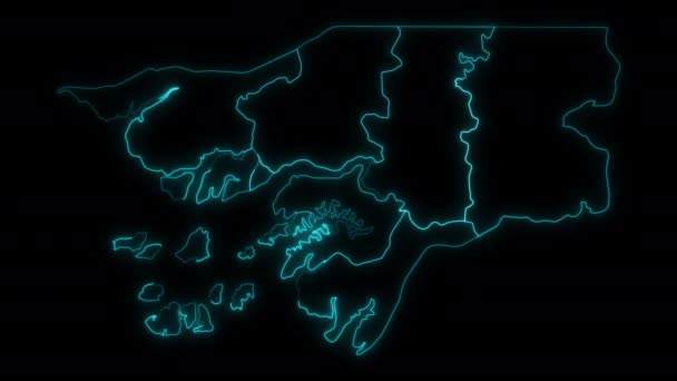 Esquema Abstracto Del Mapa Guinea Bissau Con Regiones Resplandecientes Dentro — Vídeos de Stock