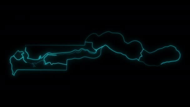 Resumo Mapa Esboço Gâmbia Com Regiões Brilhando Contorno Dentro Fora — Vídeo de Stock