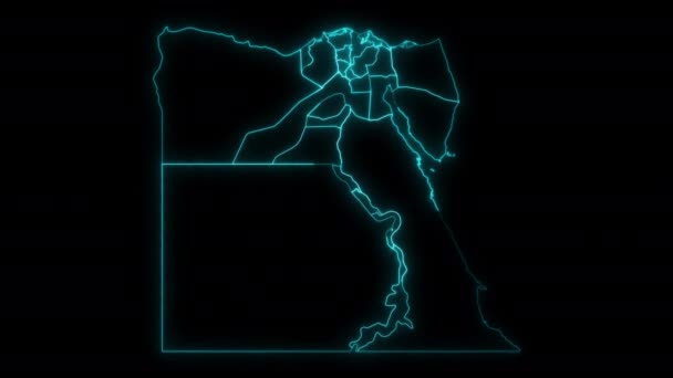 Résumé Des Grandes Lignes Carte Egypte Avec Des Gouvernorats Lumineux — Video