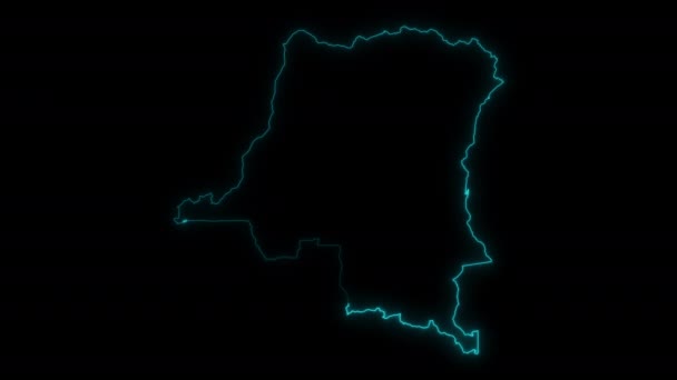 Abstract Map Outline Democratic Republic Congo Glowing Outline Out Animation — Stock Video