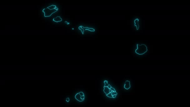 카보베르데 지도의 애니메이션 안팎에서 빛나고 — 비디오