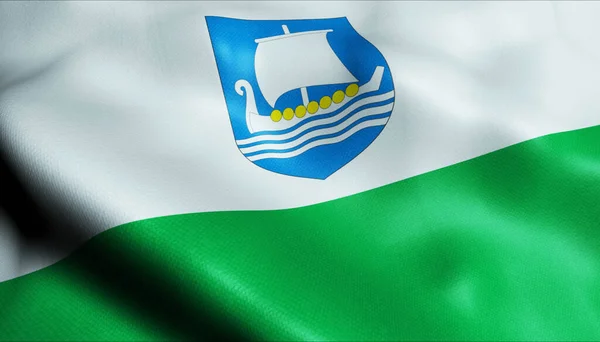 サーレの手を振ってエストニアの郡旗の3Dイラスト — ストック写真