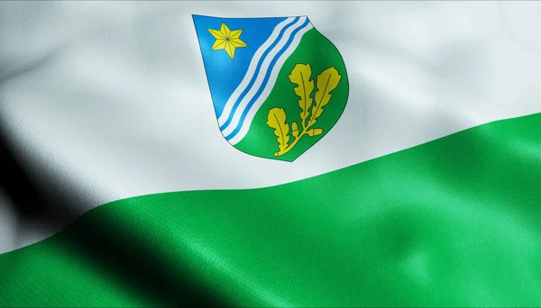 タルトゥの手を振ってエストニアの郡旗の3Dイラスト — ストック写真