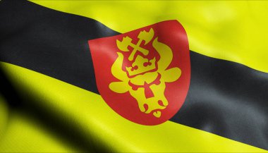 Vohma 'nın Estonya şehir bayrağının 3D görüntüsü