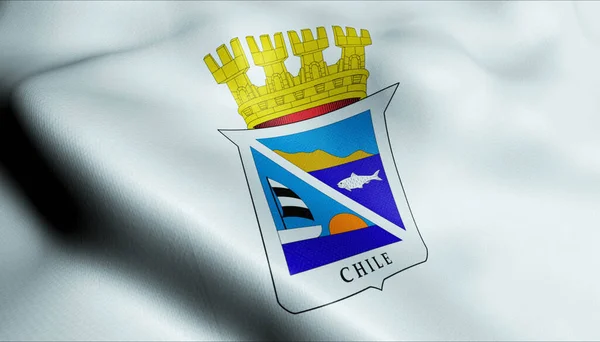 Ilustrace Vlnící Chilské Krajské Vlajky Algarroba — Stock fotografie