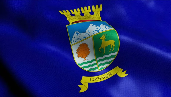 Ilustrace Vlnící Chilské Krajské Vlajky Coyhaique — Stock fotografie