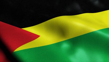 Bengul Guz 'un dalgalanan Etiyopya Bölgesi bayrağının 3 boyutlu görüntüsü