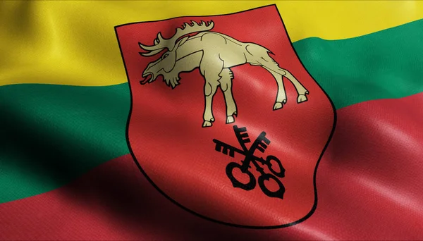 Illustration Einer Schwenkenden Litauischen Stadtflagge Von Lazdijai — Stockfoto