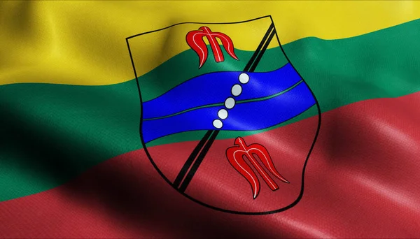 Εικονογράφηση Κυματιστή Λιθουανική Σημαία Της Πόλης Pabrade — Φωτογραφία Αρχείου