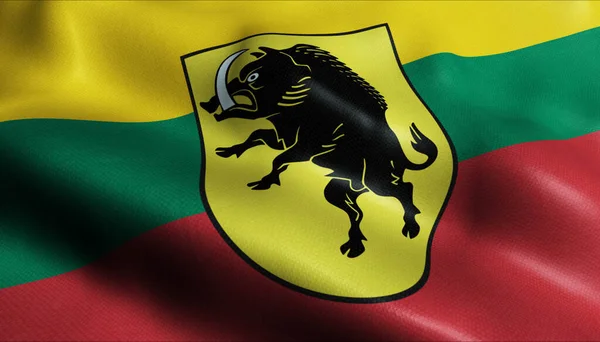 Illustrazione Una Bandiera Della Città Lituana Sventolante Troskunai — Foto Stock