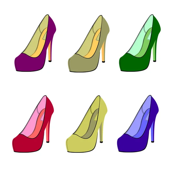 Female shoes in vector — Stock Vector