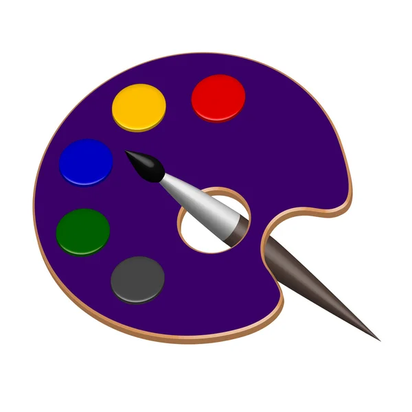 Palette mit Farben und Pinsel im Vektor — Stockvektor